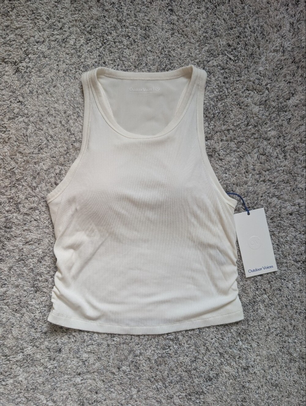 Outdoor Voices Cream Ribbed Tank Top